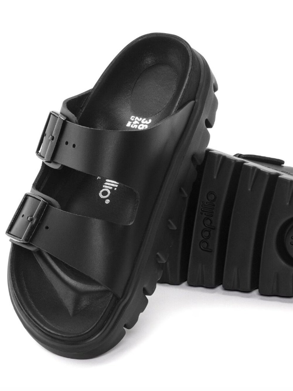 Birkenstock Arizona Chunky Exquisite Black Leather Platform Sandals EU38 US7-7.5